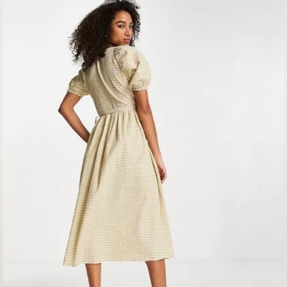 Topshop Seersucker Check Wrap Dress in Lime and Lilac-Multi size 6 - Picture 3 of 10